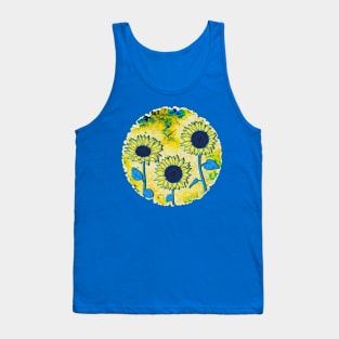 Sunflowers - Blue and Yellow Tank Top